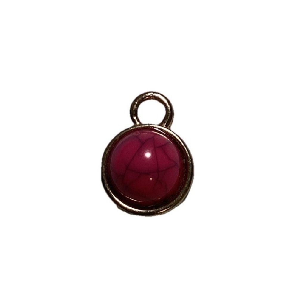 Vintage Pink Stone Pendant or Charm with Gold Tone Back